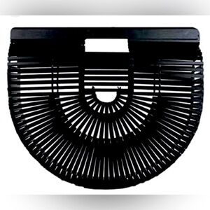 Cult Gaia style black bamboo large bag